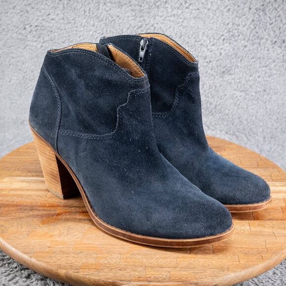 Lucky Brand LK Eller Navy Blue Suede Ankle Boots Western Boho Sz EU 39.5/US 9.5 - Picture 1 of 7